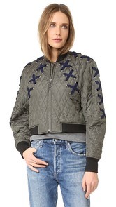 BCBGMAXAZRIA Lace Up Bomber Jacket