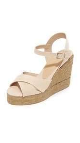 Castaner Washed Canvas Crisscross Wedge Espadrilles