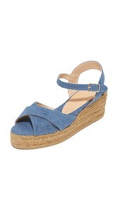 Castaner Washed Canvas Crisscross Wedge Espadrilles