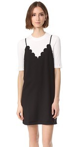 ENGLISH FACTORY Basic 2-Fer Dress with Scallop Detail