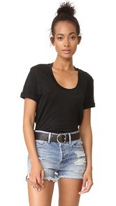 FRAME U Neck Linen Tee