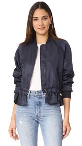 FRAME Ruffle Bomber Jacket