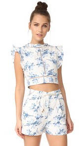 J.O.A. Flower Print Crop Top