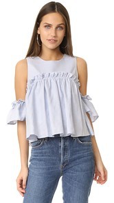 J.O.A. Layered Ruffle Cold Shoulder Top