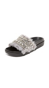 KENDALL + KYLIE Sammy Faux Fur Embellished Slides
