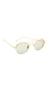 Linda Farrow Luxe Round Brow Bar Sunglasses