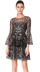 Marchesa Notte Embroidered Cocktail Dress