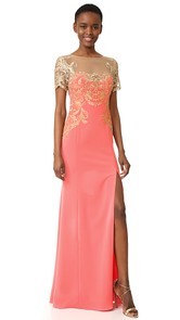 Marchesa Notte Stretch Crepe Gown