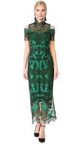Marchesa Notte Cold Shoulder Cocktail Dress