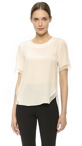 Prabal Gurung Short Sleeve Silk Blouse