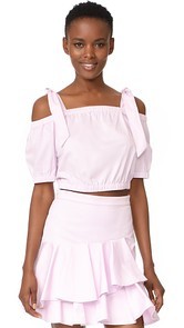Rebecca Taylor Off Shoulder Cotton Tie Top