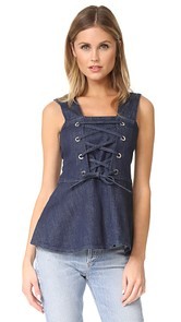 See by Chloe Denim Lace Up Top