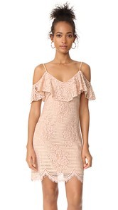 WAYF Luxia Off Shoulder Ruffle Lace Dress