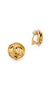 What Goes Around Comes Around Chanel CC On Round Earrings (Previously Owned)
