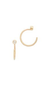 Zoe Chicco 14k Gold Reversible Bezel Diamonds Huggie Earrings