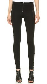 alice + olivia Front Zip Leggings with Leather Panels