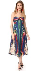 Anna Sui New York Print Pleated Strapless Dress