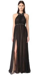 Marchesa Notte Chiffon Halter Gown
