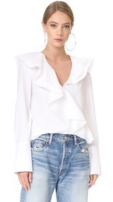 Prabal Gurung Long Sleeve Ruffle Blouse