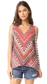 Ramy Brook Capri Herringbone Print Lily Blouse