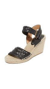 Soludos Woven Leather Wedge Espadrilles