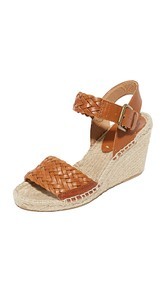 Soludos Woven Leather Wedge Espadrilles