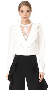 Monique Lhuillier Ruffled Blouse