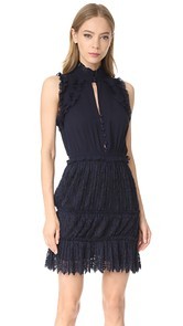 Nicholas Pleated Lace Mini Dress