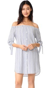 Madewell Striped Off Shoulder Shirtdress