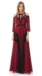 Marchesa Notte Pleated Tulle Gown