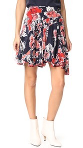 Grey Jason Wu Asymmetrical Tropical Print Skirt