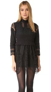 Anna Sui Victorian Embroidered Lace Tunic Dress