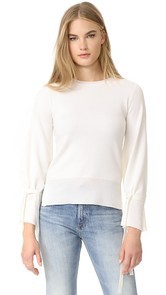 Adam Lippes Bell Sleeve Crew Neck Sweater