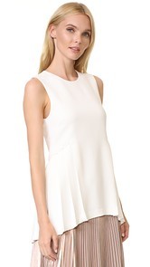 Adam Lippes Crew Neck Top with Pleats