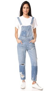 Blank Denim Distressed Overalls