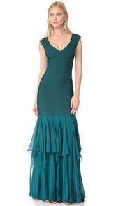 Herve Leger Chiffon Skirt Gown