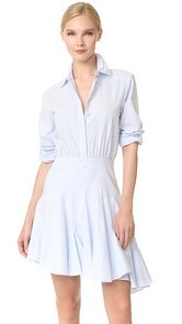 Grey Jason Wu Long Sleeve Stripe Asymmetrical Dress