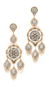 Miguel Ases Ornate Stone Chandelier Earrings