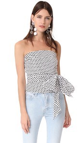 Milly Dot Print Strapless Blouse