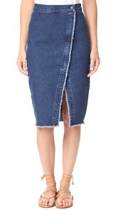 Madewell Denim Overlay Raw Hem Midi Skirt