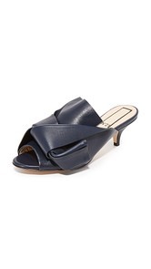 No. 21 Kitten Slides with Bow in Leather