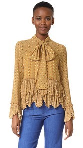 See by Chloe Printed Ruffle Blouse