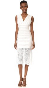 Herve Leger Striped Lace Inset Dress