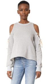 Jonathan Simkhai Lace Up Cold Shoulder Top