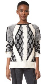 Prabal Gurung Cable Crew Neck Knit Sweater