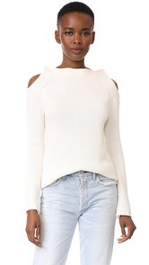 TSE Cashmere Long Sleeve Button Neck Sweater