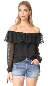 WAYF Kiera Decollete Ruffle Blouse