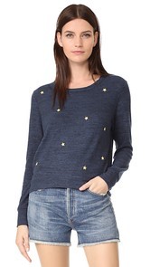 SUNDRY Star Patches Cropped Sweatshirt