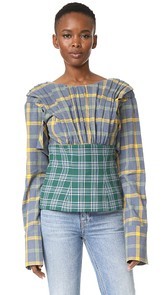 Natasha Zinko Cotton Plaid Top