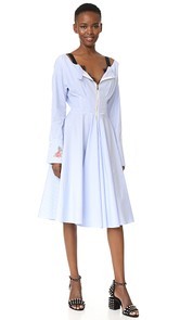 Natasha Zinko Cotton Pinstripe Shirting LS Midi Shirt Dress